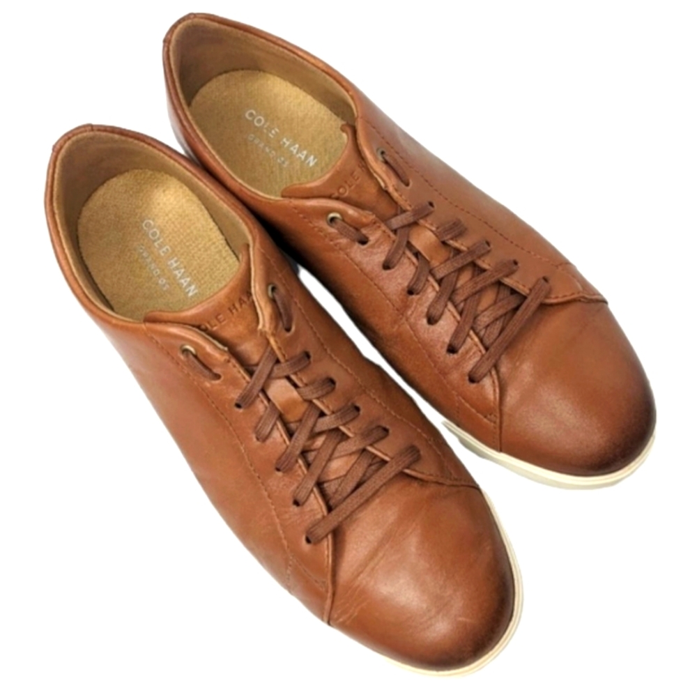 Cole Haan Grand OS Leather Sneakers tennis shoes brown